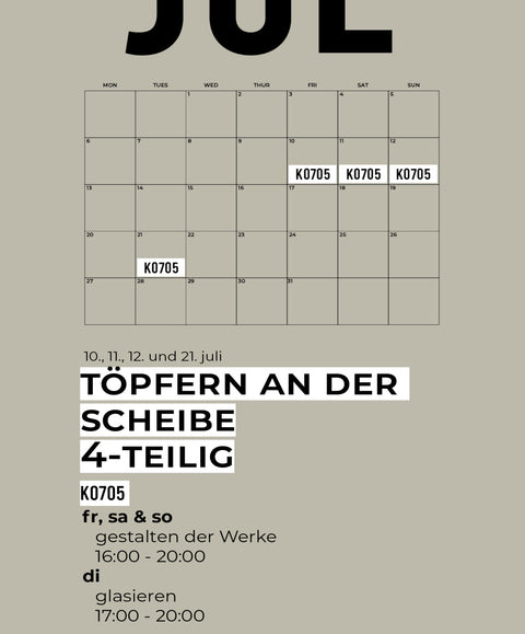 07 JULI | 4-teiliger töpferkurs