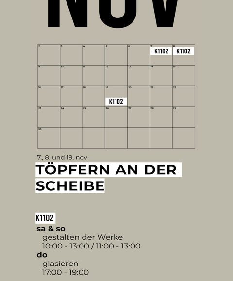 NOV | 3-teiliger töpferkurs | wochenende
