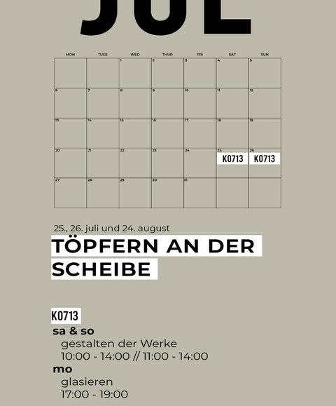07 JULI | 3-teiliger töpferkurs | wochenende