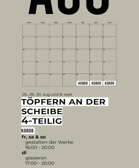 08 AUGUST | 4-teiliger töpferkurs