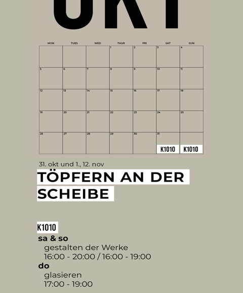 10 OKT | 3-teiliger töpferkurs | wochenende