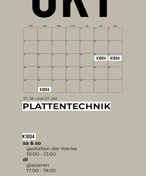 10 OKT | PLATTENTECHNIK | 3-teiliger kurs