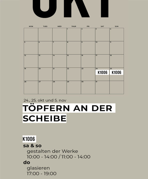 10 OKT | 3-teiliger töpferkurs | wochenende