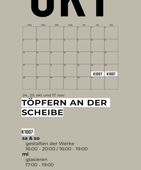 10 OKT | 3-teiliger töpferkurs | wochenende
