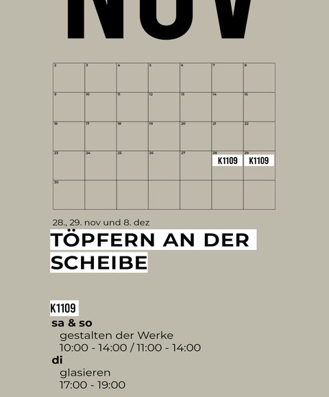 NOV | 3-teiliger töpferkurs | wochenende